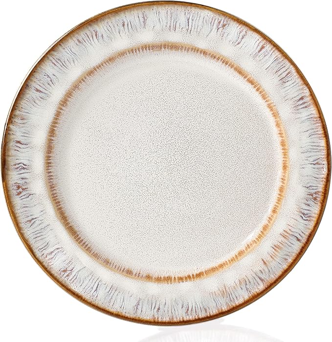 Elegant and Modern Stoneware Scroll Dinnerware Set for Hosting Parties and Events - Mocha Swirl 16 Piece