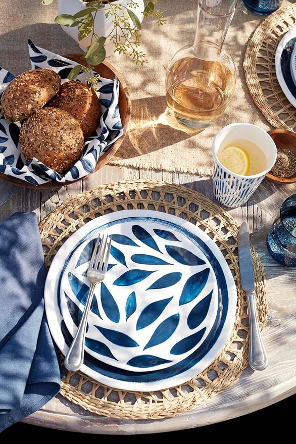 Lenox 895323 Blue Bay Melamine 16-Piece Dinnerware Set Lightweight Melamine Material