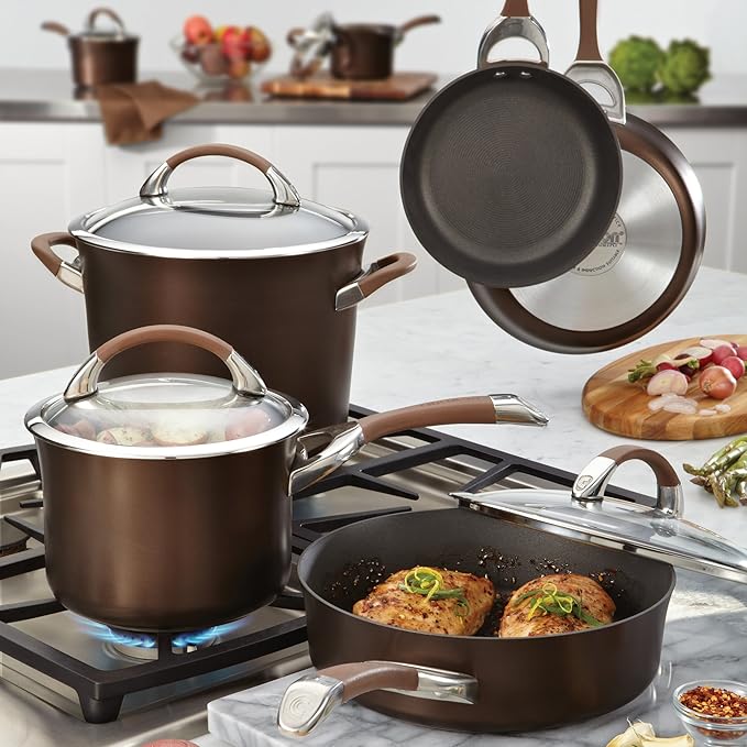 Circulon Symmetry Hard Anodized Nonstick Frying Pan Set / Fry Pan Set / Hard Anodized Skillet Set - 10 Inch and 12 Inch Brown