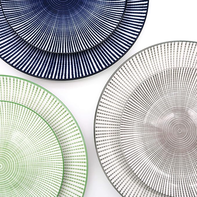 Godinger Dinnerware Set with Dinner Plate Salad Plate and Soup Bowl Laura Grey Porcelain 12 Piece Set