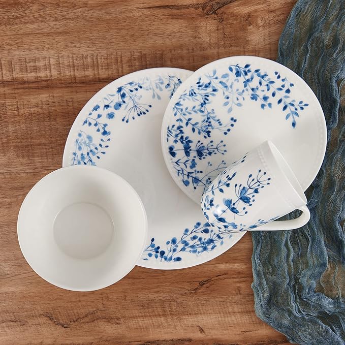 Mikasa Taryn Bone China Lightweight Chip Resistant 16 Piece Dinnerware Set Service For 4