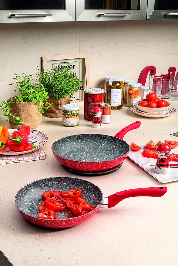 Tognana 5-Piece Aluminium Cookware Set Red Pan and Pad Set