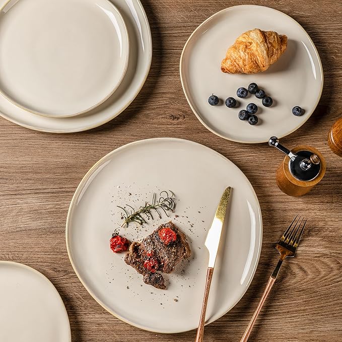 AmorArc Ceramic Dinnerware SetsHandmade Reactive Glaze Stoneware Plates and Bowls SetsHighly Scratch Resistant | Dishwasher &amp Microwave Safe Dishes SetService for 4 (12pc)