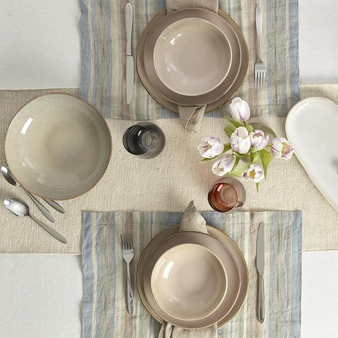 Oneida 897202 Organic Shades 12-Piece Dinnerware Set Service For 4 Unique Color May Vary Clay