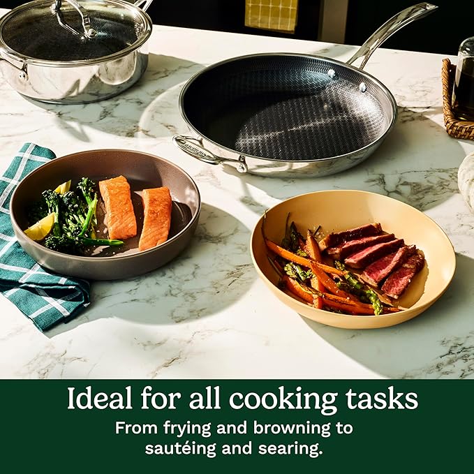Cuisinart FusionPlus Hybrid Nonstick Stainless Steel Cookware Set 2-Piece Skillet Cooking Set with PFAS-Free PURELYSEAR Ceramic Non Stick Technology Scratch Proof Cool Grip Handles Dishwasher Safe