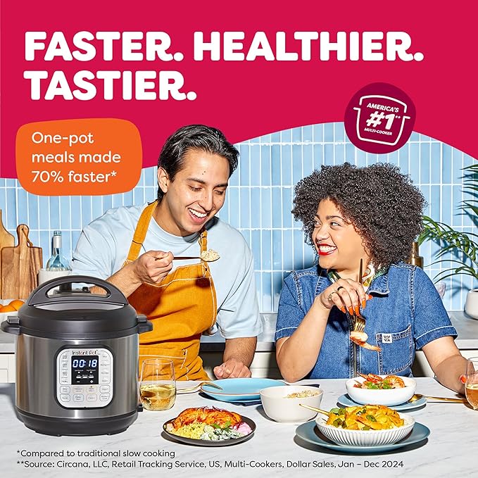 Instant Pot Duo 7-in-1 Electric Pressure Cooker Slow Cooker Rice Steamer Sauté Yogurt Maker Warmer &amp Sterilizer Includes App With Over 800 Recipes Stainless Steel 6 Quart