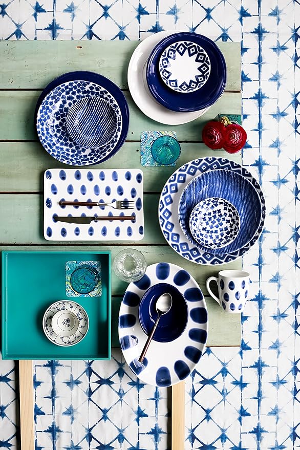 VIETRI Viva Santorini Collection Italian Dinnerware Sets (Dinner Plates Set of 4)
