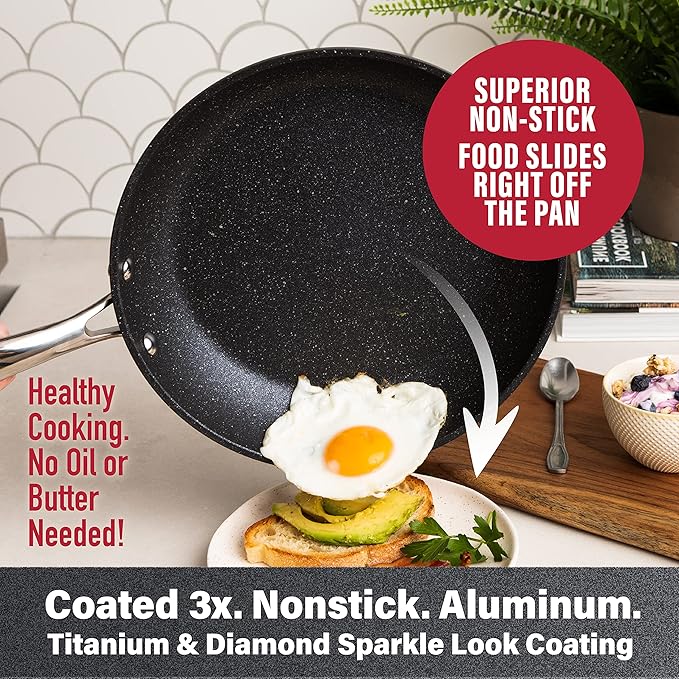 Granitestone Original 10 Piece Nonstick Cookware Set Scratch-Resistant Granite-Coated Dishwasher and Oven-Safe Kitchenware PFOA-Free Pots and Pans As Seen On TV