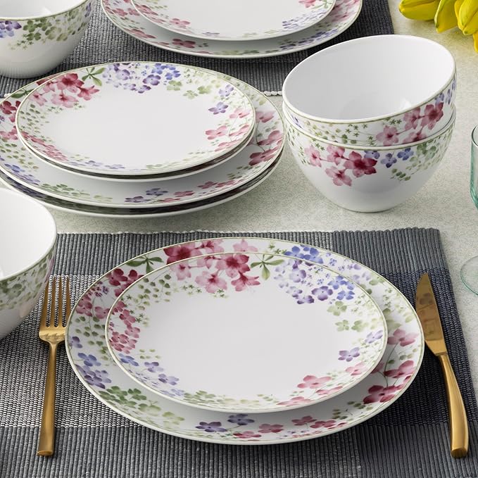Noritake Bloomington Road Colorful 12-Piece Dinnerware Set Service for 4