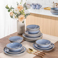 AmorArc Ceramic Dinnerware SetsHandmade Reactive Glaze Stoneware Plates and Bowls SetsHighly Scratch Resistant | Dishwasher &amp Microwave Safe Dishes SetService for 8 (24pc)