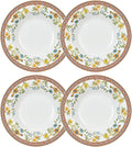 Bone China Deep Plate Set of 4 Dinner Plates Salad Plates Dinnerware Sets Serving Bowls Soup Bowls Tableware Set for Home and as a Gift (Wild Flowers)