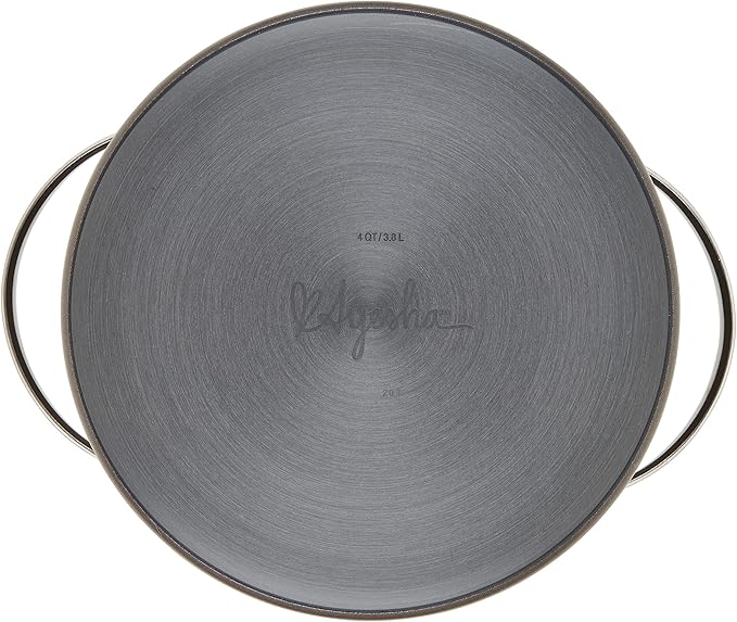 Ayesha Curry Kitchenware Professional Hard Anodized Nonstick Sauce Pot/Saucepot/Saucepan with Lid 4 Quart Charcoal