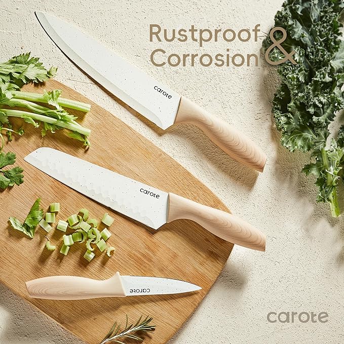 CAROTE 22PCS Cookware Set with Knife Set