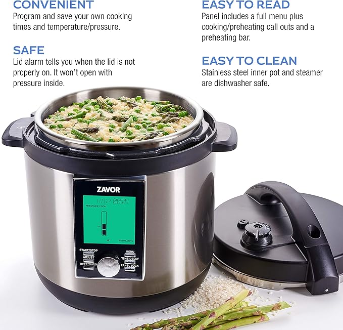 Zavor LUX LCD 6 Quart Multi-cooker with America's Test Kitchen Multicooker Perfection Cookbook Stainless Steel