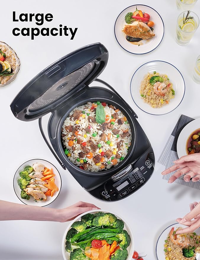 COMFEE' Rice Cooker Japanese Large Rice Cooker with Fuzzy Logic Technology 11 Presets 10 Cup Uncooked/20 Cup Cooked Auto Keep Warm 24-Hr Delay Timer