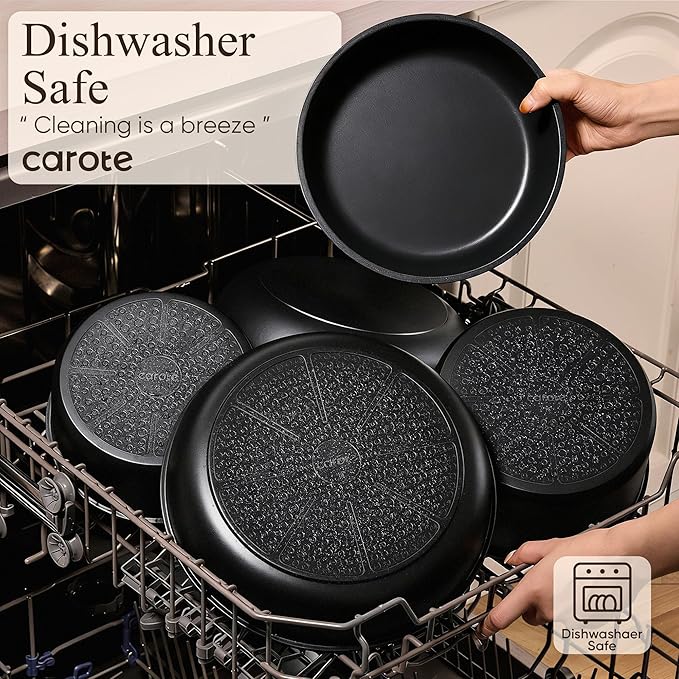 CAROTE 33pcs Pots and Pans Non Stick Cookware Sets Detachable Handle Induction Kitchen Pots and PansNonStick Cooking Set Oven/Dishwasher/Fridge Safe Space Saving