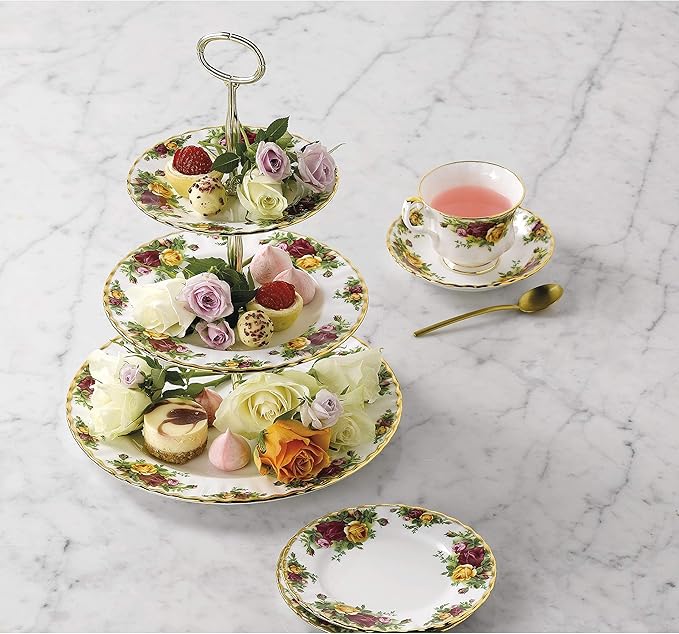 Old Country Roses 3 Piece Set (Teacup Saucer &amp Plate) by Royal Albert