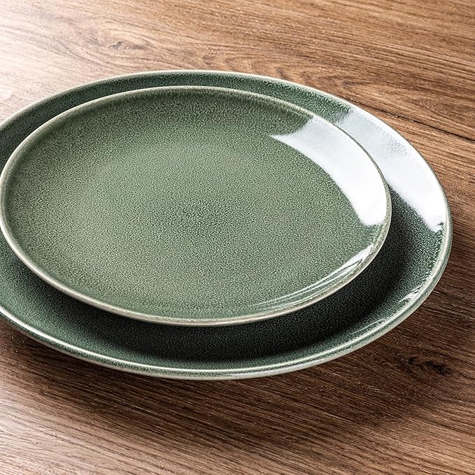 AmorArc Ceramic Dinnerware Sets for 4 12 Pieces Handpainted Plates and Bowls Set with Reactive Glaze Scratch Resistant Stoneware Dishes Set Dishwasher &amp Microwave Safe (16pc)