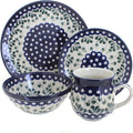 Blue Rose Polish Pottery - Blue Alyce 4 PC Place Setting - Service for 1-1 Place Setting - Great for Everyday Dining Casual Dining or as Formal Dinnerware