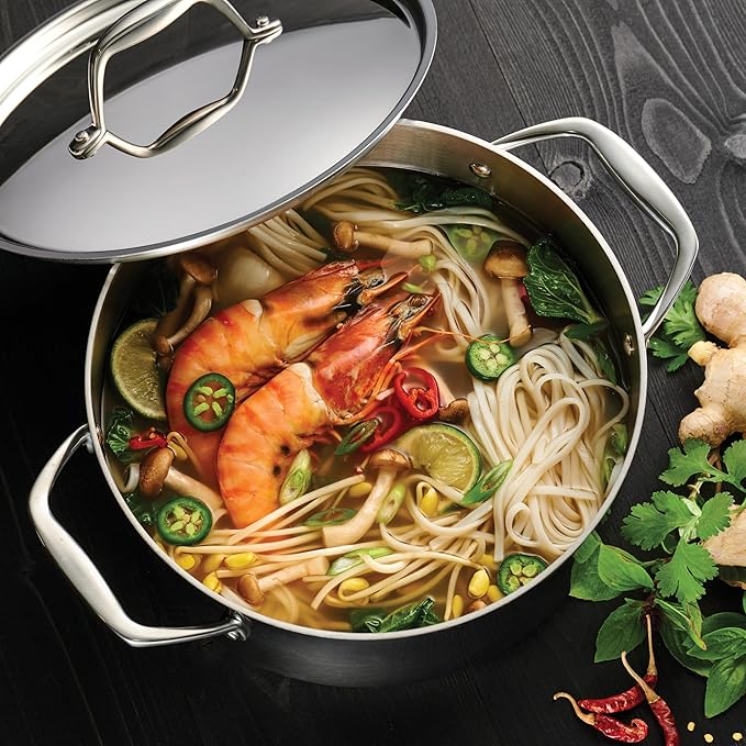 Tramontina Signature Tri-Ply Clad Stainless Steel 9-Piece Cookware Set with Lids Pots and Pans Kitchen Set Induction-Ready Dishwasher-Safe NSF-Certified