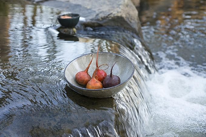 Fortessa D&ampV Ston Porcelain Dinnerware Tilt Bowl 8.5-Inch Set of 3 Mist
