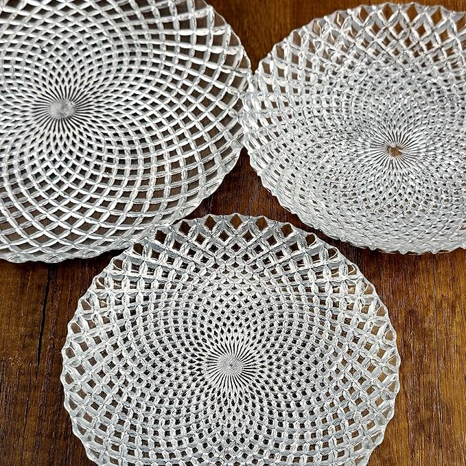 Red Pomegranate PAVO Glass Dinnerware Set Set of 12 pcs Silver