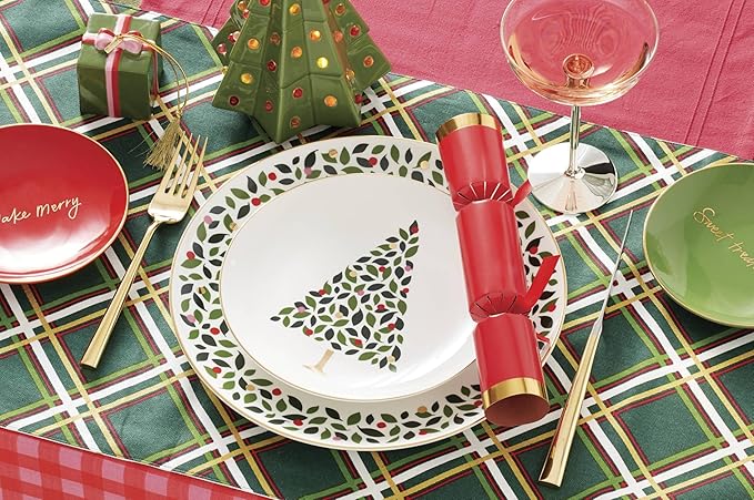 kate spade new york Evergreen 12-Piece Dinnerware Set 12 Count Ivory Christmas Dinnerware Set Holiday Hosting