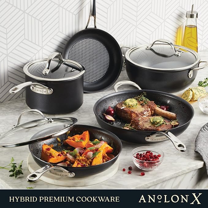 Anolon X Cookware/Pots and Pans Set 8 Piece Dark Gray