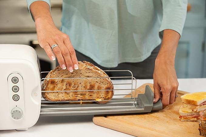 BergHOFF Seren Side Loading Toaster with Cool Touch Exterior and Removable Crumb Tray White Without Serving Tray
