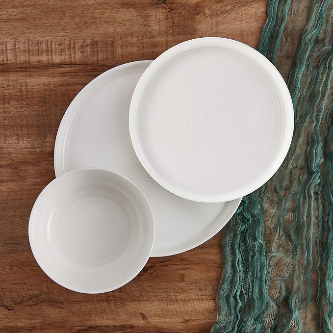Mikasa Callie Bone China Lightweight Chip Resistant 12 Piece Dinnerware Set Service for 4 White
