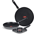 Sumeet NonStick Grys Cookware Set (Dosa Tawa - 26.5Cm Dia + Mini Multi Snack Maker - 4 Cavity -19.5cm + Tapper pan - 0.6Ltr - 20Cm Dia)