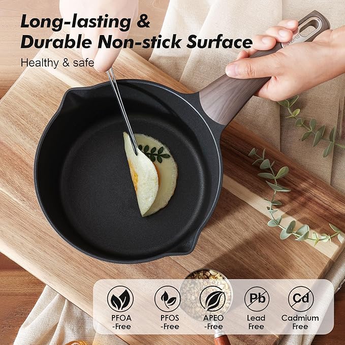 SENSARTE Nonstick Cookware Set 13-Piece Healthy Kitchen Cooking Set 1.5 Quart Nonstick Sauce Pan with Lid Induction Comptable PFOA Free