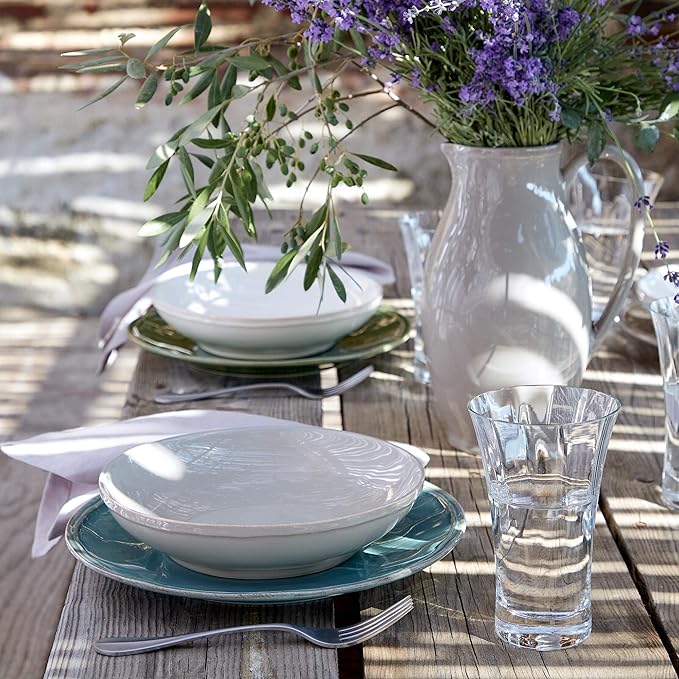 Casafina Ceramic Stoneware 5-Piece Place Setting Service for 1 - Fontana Collection Turquoise | Microwave &amp Dishwasher Safe Dinnerware Set | Food Safe Glazing | Restaurant Quality Tableware