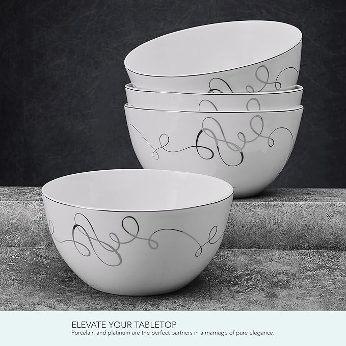 Mikasa Love Story Platinum Banded All Purpose Bowls Set of 4
