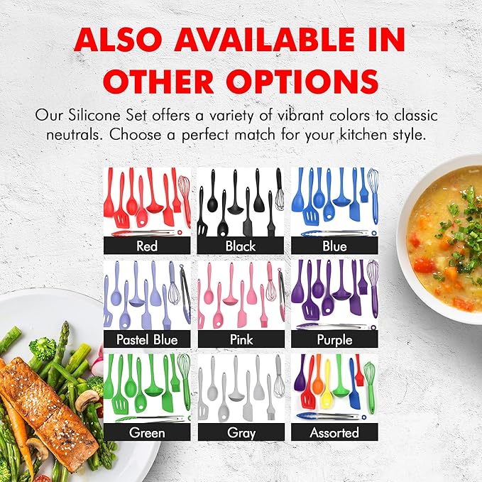 Chef Craft Premium Silicone Kitchen Tool and Utensil Set 9 Piece Red