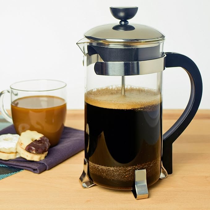 Primula Classic French Press Coffee/Tea Maker - Glass 8 Cup/32 Oz Black/Chrome Accents