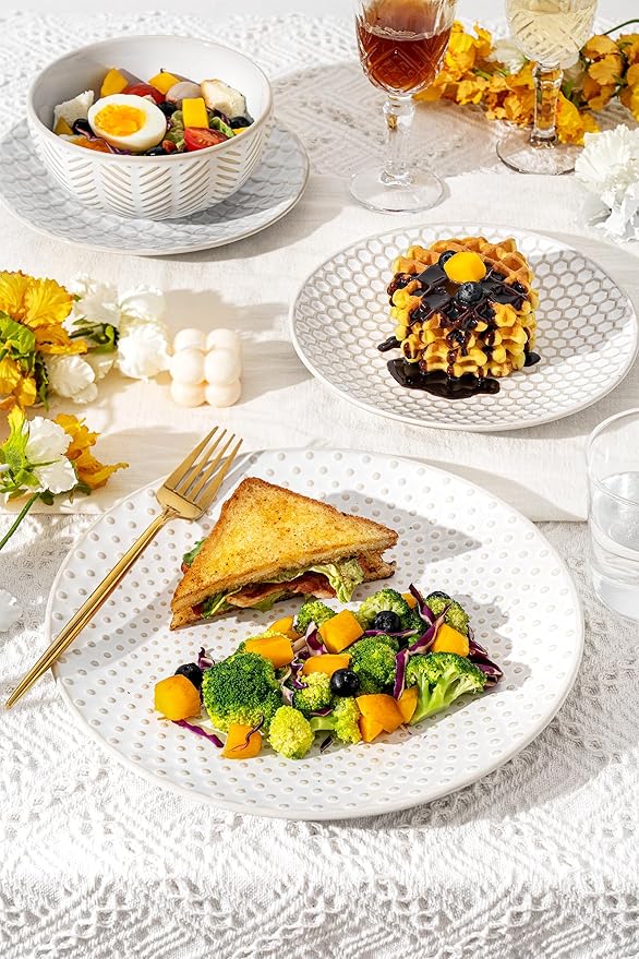 32-Piece Stoneware Dinnerware Set with Mugs Service for 8 – Stylish &amp Durable Tableware for Family Meals Chip-Resistant &amp Stackable