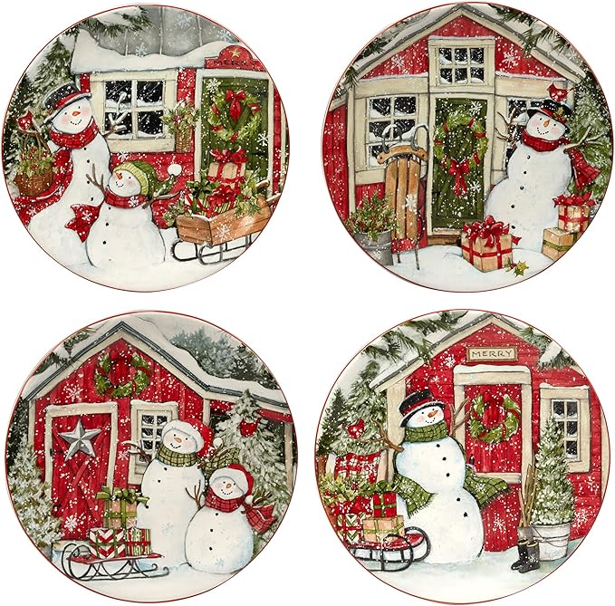 Certified International Snowman's Farmhouse 16 Pc. Dinnerware Set Service for 4