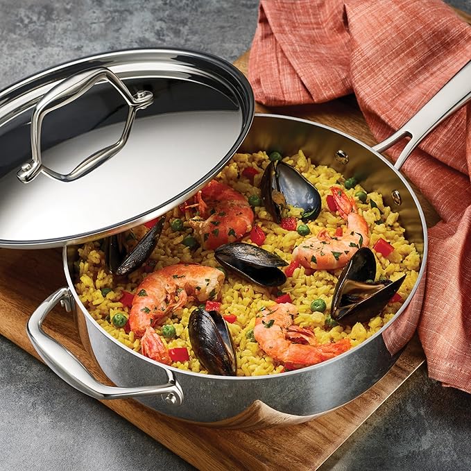 Tramontina Signature Tri-Ply Clad Stainless Steel 13-Piece Cookware Set with Lids Pots and Pans Kitchen Set Induction-Ready Dishwasher-Safe NSF-Certified