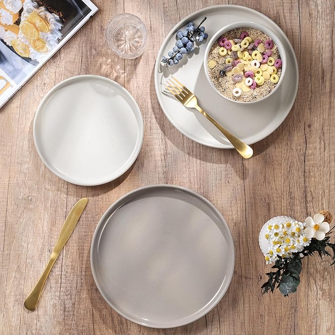 HaWare Stoneware Dinnerware Sets 18-Piece Plates and Bowls Set for 6 Dishes Set for Home Restaurant Speckled Multicolor