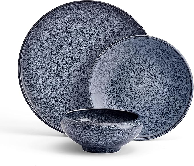 Mikasa Rylan 12 Piece Dinnerware Plate Bowl Set Service for 4 Blue
