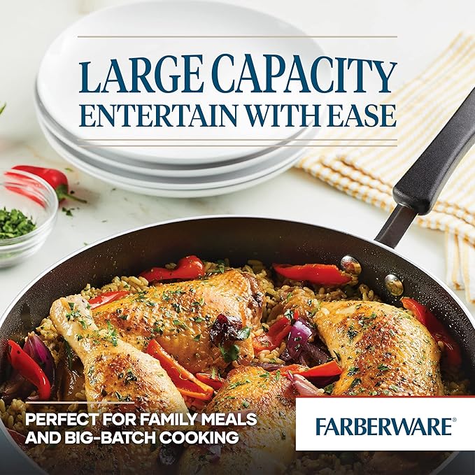 Farberware Cookstart DiamondMax Nonstick Jumbo Cooker with Lid and Helper Handle Dishwasher Safe 6 Quart - Aqua