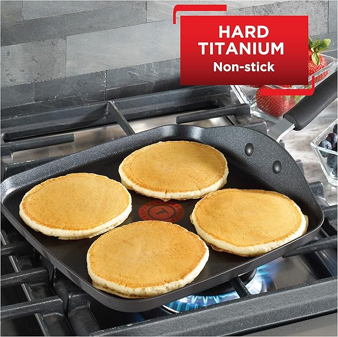 T-Fal Ultimate Hard Anodized Nonstick Griddle 10.25 Inch Oven Broiler Safe 400F Cookware Pots and Pans Dishwasher Safe Grey