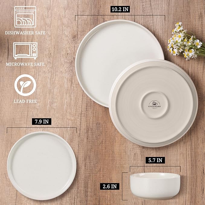 HaWare Stoneware Dinnerware Sets 18-Piece Plates and Bowls Set for 6 Dishes Set for Home Restaurant Speckled Multicolor