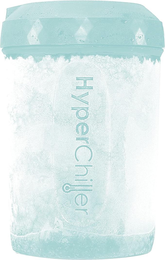 HyperChiller HC2AS Patented Iced Coffee/Beverage Cooler NEW IMPROVEDSTRONGER AND MORE DURABLE! Ready in One Minute Reusable for Iced Tea Wine Spirits Alcohol Juice 12.5 Oz Aqua Sky