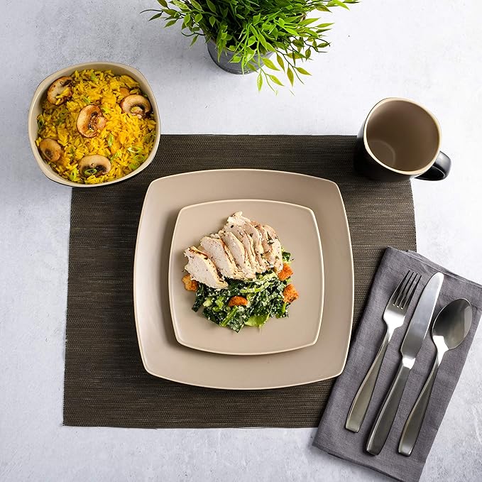Gibson Elite Soho Lounge Dinnerware Set Service for 4 (16pcs) Matte Taupe
