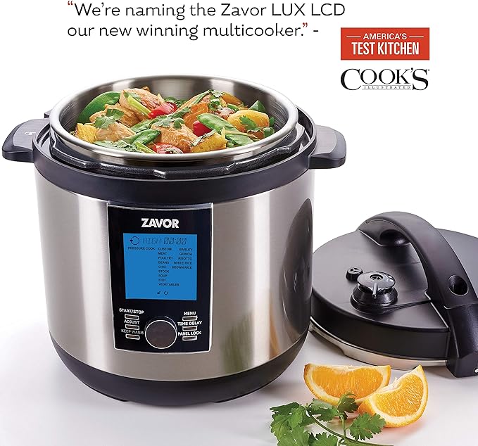 Zavor LUX LCD 6 Quart Programmable Electric Multi-Cooker: Pressure Cooker Slow Cooker Rice Cooker Yogurt Maker Steamer and more - Stainless Steel (ZSELL02)