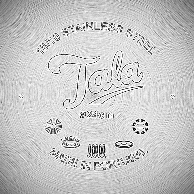 Tala Performance 5 Pc Stainless Steel Cookware Set containing Saucepans Glass lids 16 18 and 20cm. 14cm Milk pan 24cm Non-Stick Fry Pan 5 Pc Set Polished Mirror Shine Finish