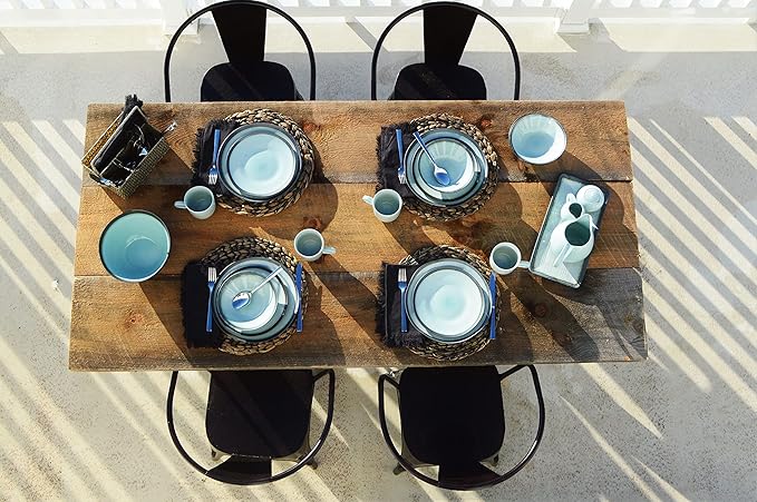 Euro Ceramica Diana 4 Piece Dinnerware Accessory Set 2.91 x 3.7 x 3.54 Mint Green/Graphic Grey (DIA-86-73112)