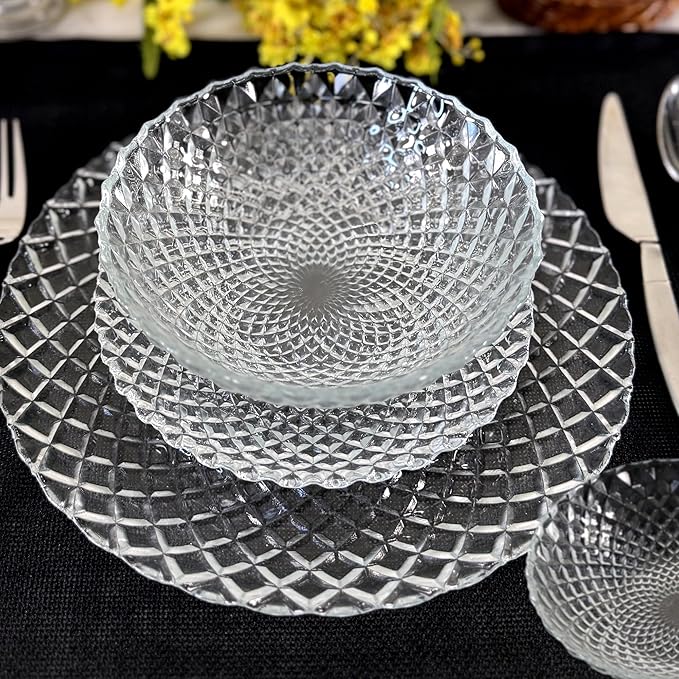 PAVO Clear Glass Dinnerware Set